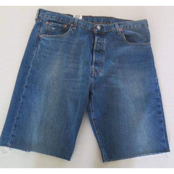 Levi's 501 Men's Sz 38 Blue Denim Stretch Signature Button Fly Shorts - Picture 1 of 6